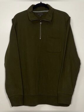 Banana Republic Men's Olive Green Half-Zip Sweater